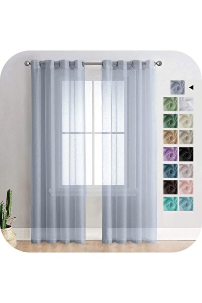 OEM Mrtrees Curtains Semi-transparent, 140 x 225cm, Set of 2, Gray