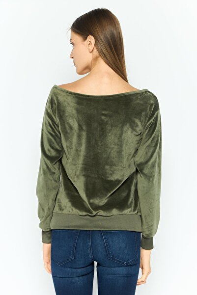 Michael Kors Women Boat Neck Brand Logo Sweater, Dark Olive