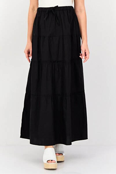 Brave Soul Women Solid Maxi Skirt, Black