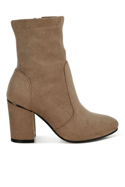 london Rag حذاء نسائي من الألياف الدقيقة على شكل جورب باللون البيج