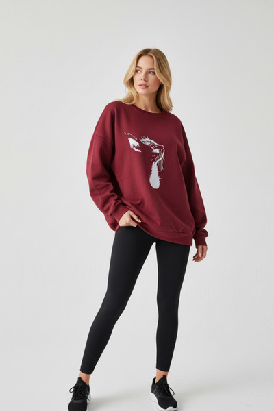 UNCİA OUTDOORS Γυναικείο φούτερ με στάμπα γάτας, μεγάλου μεγέθους, μακρυμάνικο