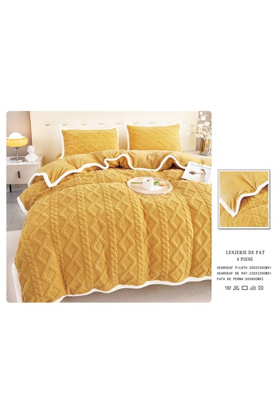 CHIRASO CHIRASO Bedding, COCOLINO, Knitted Pattern, Classic Sheet 220x230 Duvet Cover 200x230 2 Pillowcases