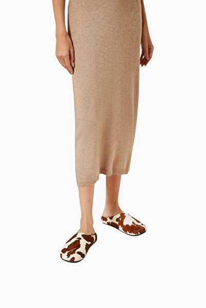 Jeffrey Campbell Kahverengi Beyaz İnek Desenli, Calf Hair Kadın Terlik Clogs