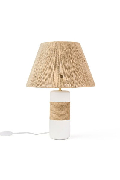 Evidea Lighting Yunik Abajur - Beyaz / Kahverengi