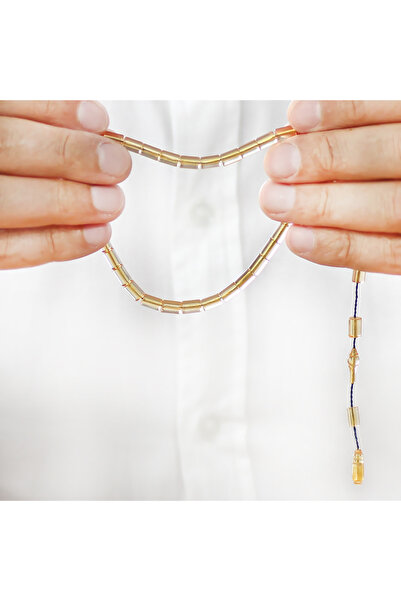 Tesbihane Systematic Cut Transparent White Wrist Length Fire Amber Prayer Beads