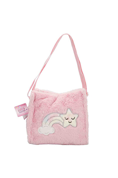 Pretty Pink Rainbow Patterned Plush Shoulder Bag