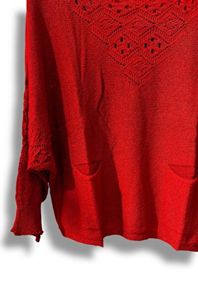 SUMEF Μπλούζα μεγάλου μεγέθους Mercerized Knitwear με τσέπες και διάτρητο σχέδιο - Ταιριάζει σε μέγεθος 38-52