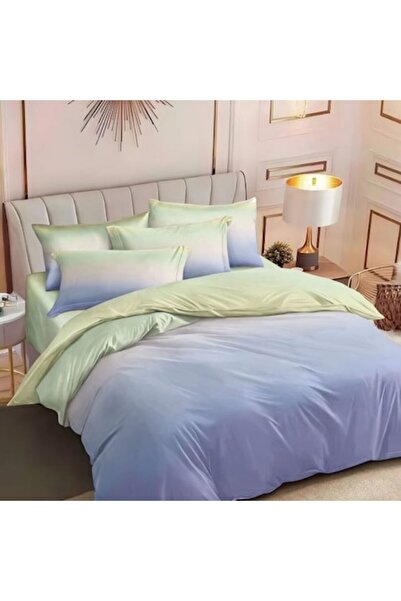 Casa de Vis Set lenjerie de pat dublu, 6 piese, bumbac satinat, 220 x 230 cm, multicolor