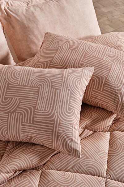 Doqu Home Nola Easy Cotton Comforter Set Tek Kişilik Cappucino