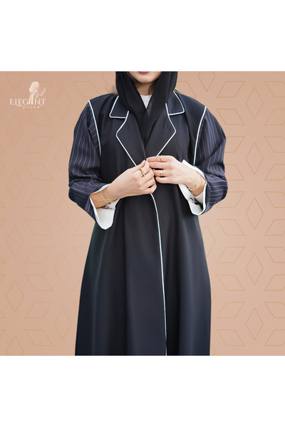elegant hijab عباية زهور مقلمة