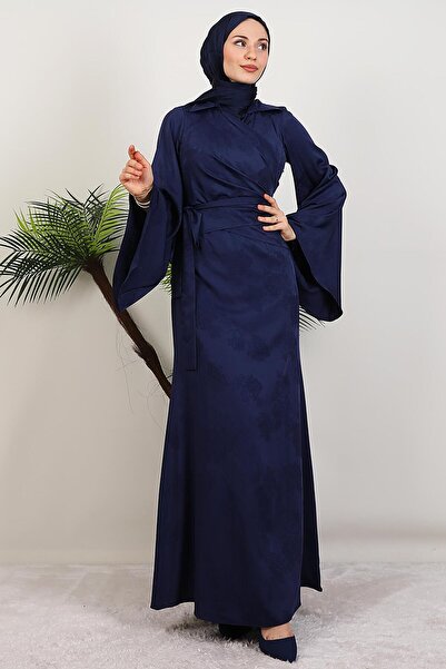 GİYZAMİLA Ayşen Satin Dress Navy Blue