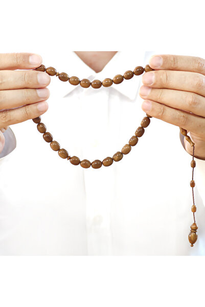 Tesbihane Systematic Hourglass Imame Design Chubby Capsule Cut Brown Kuka Prayer Beads