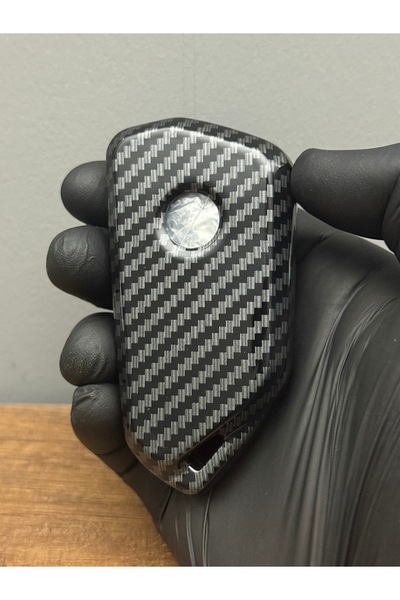 Mavi Keys Husă de protecție pentru chei cu telecomandă din fibră de carbon cu 3 butoane compatibilă cu Volkswagen Golf 8