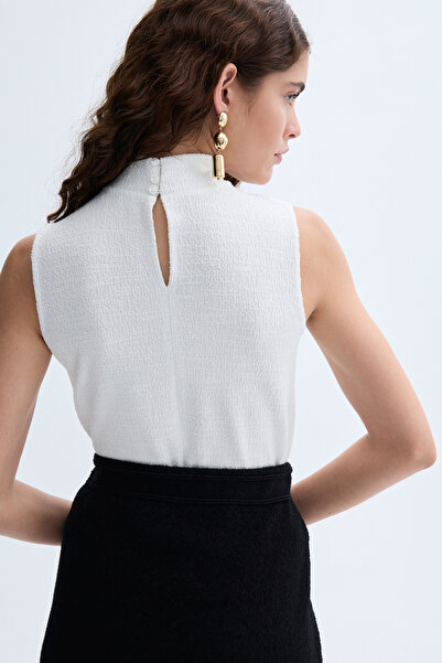 Mudo Stand Collar Sleeveless Bluz