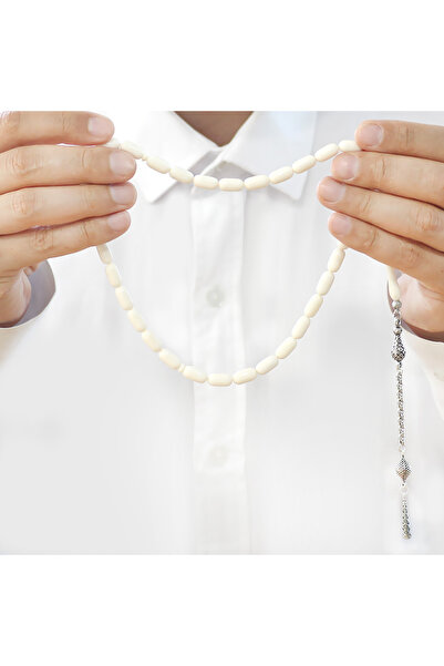 Tesbihane Ροζάριο από κόκκαλο καμηλού - Μητρότητας ανοξείδωτο μεταλλικό με αλβανική φούντα - Κοπή κάψουλας