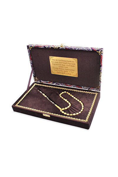 Tesbihane Damla Kehribar Tesbih - 925 Ayar Gümüş Kral Püsküllü - King Seccer - Arpa Kesim - Premium Kutulu