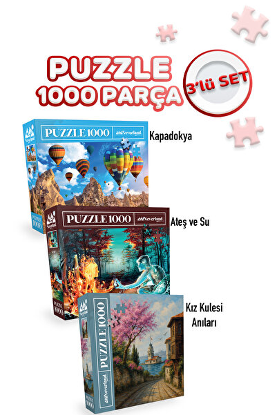 Neverland 3 ADET 1000 PARÇA PUZZLE - KIZ KULESİ ANILARI VE KAPADOKYA VE ATEŞ ...