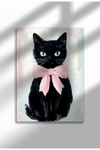 21mxm Imprimeu pe pânză cu pisică neagră – Operă digitală pe pânză neînrămată...