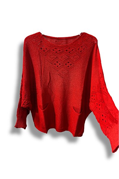 SUMEF Μπλούζα μεγάλου μεγέθους Mercerized Knitwear με τσέπες και διάτρητο σχέδιο - Ταιριάζει σε μέγεθος 38-52