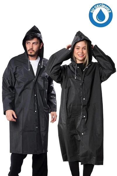 newdaki Unisex 100% Eva Snap Fastener Hooded Raincoat for Women and Men
