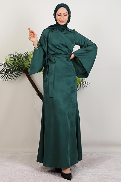 GİYZAMİLA Ayşen Satin Dress Emerald