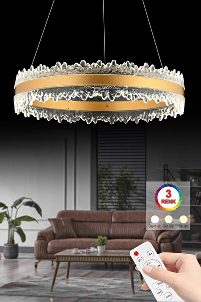 İstanbul Avize Planet 40'lık Gold Kumandalı 3 Renk Lüx Led Modern Ledli Avize