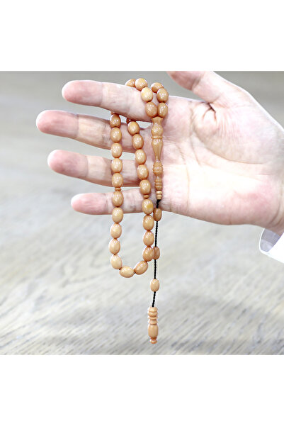 Tesbihane Systematic Barley Cut Cream Color Squeeze Amber Prayer Beads