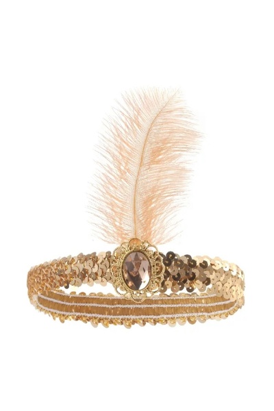 elur malta 1920S Feather and Rhinestone Headband