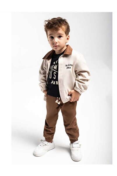 LUCCO Erkek Çocuk Pantolon Ceket Ve Tshirt Takım 3 lü