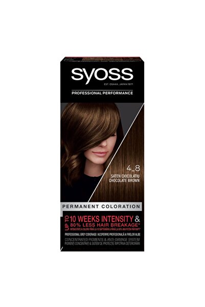 Syoss Vopsea de par permanenta Color Baseline 4-8 Saten Ciocolatiu, 115 ml