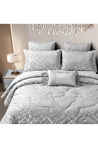 JOJO HOME Jacquard Gift Set, 7 Pieces, Duvet Included, Gray