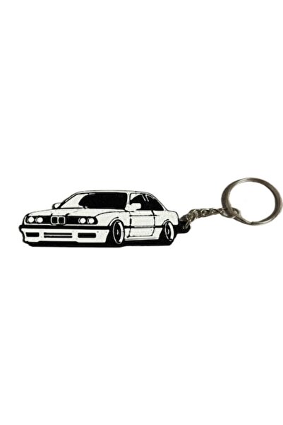 OEM Breloc BMW E30 - Print 3D, Design Retro, Accesoriu Auto, Alb-Negru