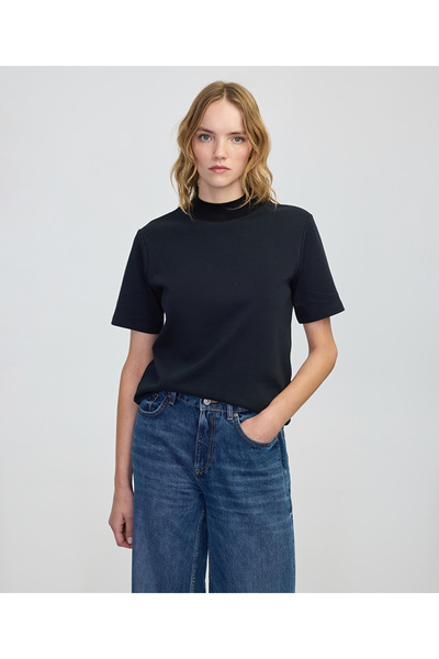 İpekyol Relaxed Fit Stand Collar T-Shirt