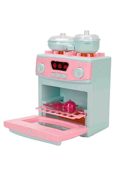 FIRINCI Sesli ve Işıklı Ocaklı Fırın Seti - Pembe – Mavi Düğmeli