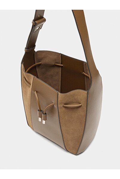 PARFOIS Deri Detaylı Bucket Çanta M