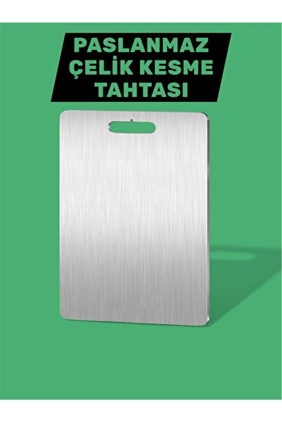 TURGAY AŞKIN TA COLLECTION Stainless Steel Cutting Board 24X34 cm Double-Side...