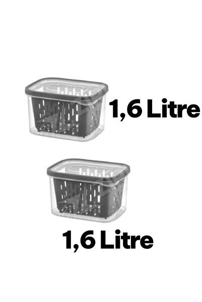 KMS HOME Akay Storage Container with Strainer 1.6 Lt X 2 Pieces