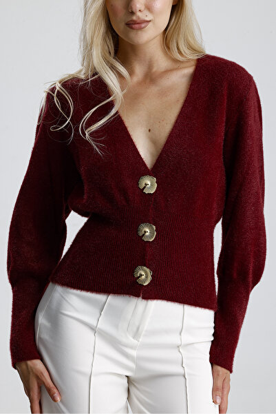 AYMİSS V Yaka Düğmeli Kısa Hırka