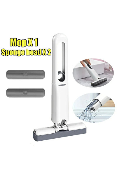 Choice4 1 Mop-2 Sponge Sponge Straw Cleaning Small Cleaner Mini Mop Powerful Squeeze Folding Home Self-squee