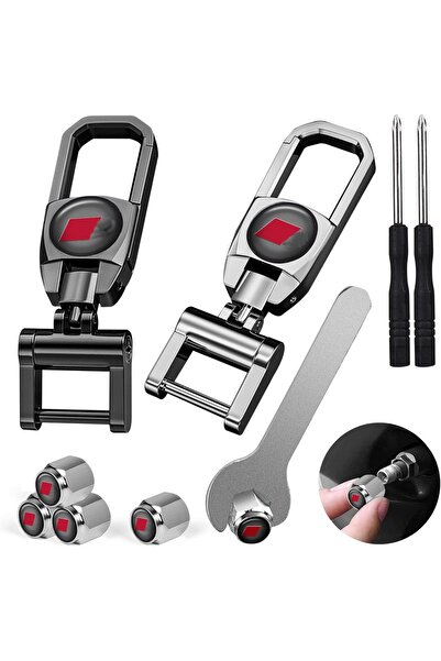 HERENEER Set de 2 brelocuri auto cu 5 supape și garnituri, metal, argintiu/roșu/negru