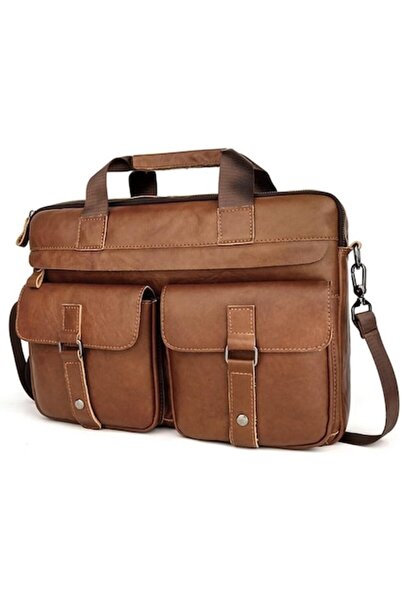 vintage style Laptop Bag, Premium Leather, Waterproof, Brown