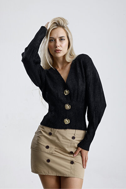 AYMİSS Κοντή ζακέτα με κουμπιά και λαιμόκοψη V