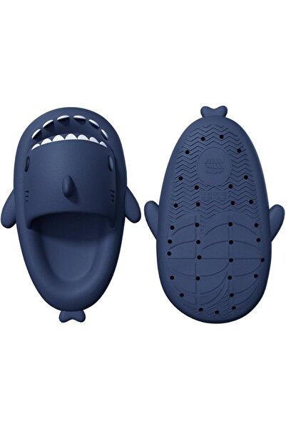 Flippy Shark Slippers, Unisex, EVA Foam, Thick Non-Slip Sole, Size 40-41, Dark Blue