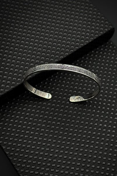 FRNCH 925 Ayar Gümüş Ayetel Kürsili Gümüş Renk Erkek Bileklik FRJ12645-3645-A