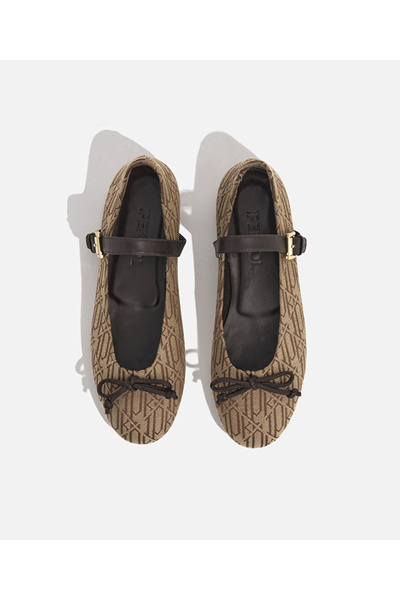 İpekyol Fiyonklu monogram jakarlı babet