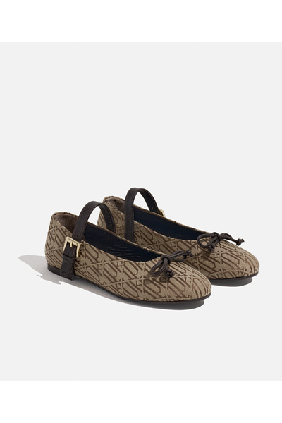 İpekyol Fiyonklu monogram jakarlı babet