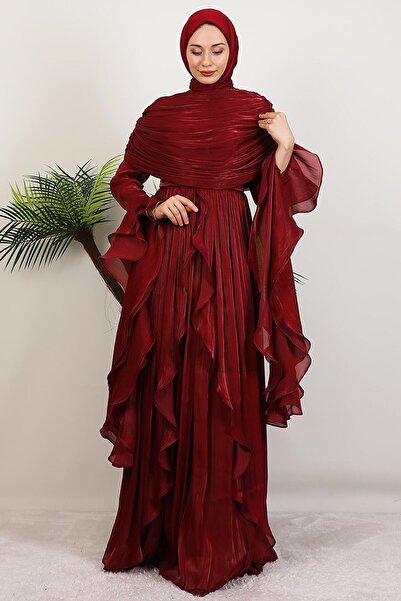 GİYZAMİLA Βραδινό φόρεμα Ebru Yoryo Βουργουνδίας