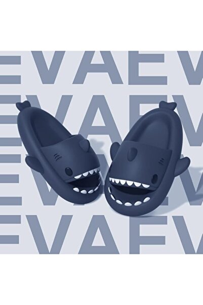 Flippy Shark Slippers, Unisex, EVA Foam, Non-slip Thick Sole, Size 36-37, Dark Blue