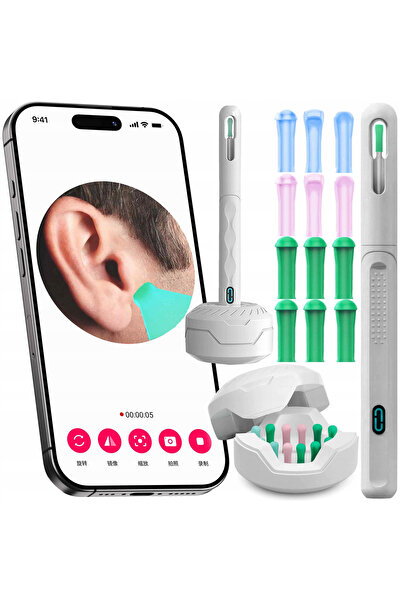 NewEvo Συσκευή καθαρισμού αυτιών, ωτοσκόπιο, κάμερα FullHD, 1080P, 6 φώτα LED, συνδεσιμότητα iOS και Android