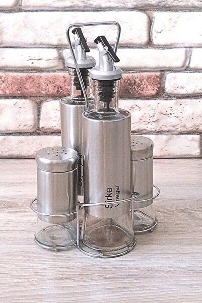 ELEGANCEV طقم صواني زيت زجاجية مطلية بالمعدن من ستاندلي